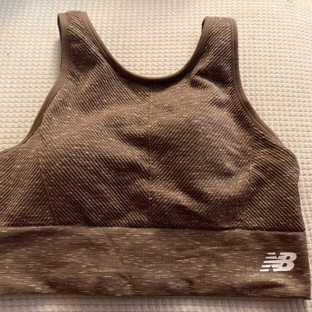 New Balance Chocolate Brown Ribbed Sports Bra